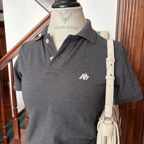Aeropostale Grey and White Polo Shirt Vintage Y2k Preppy Aeropostale - Picture 2 of 6